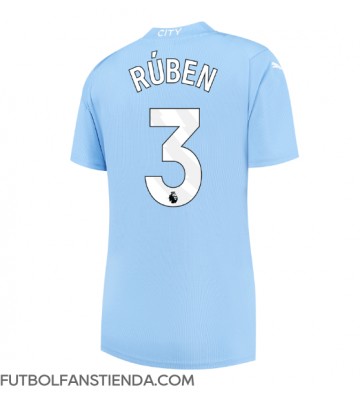 Manchester City Ruben Dias #3 Primera Equipación Mujer 2023-24 Manga Corta